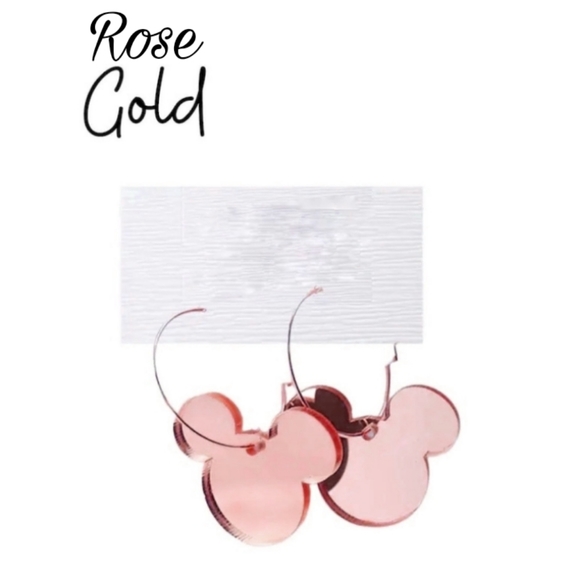 Rose gold mirrored Mickey Mouse hoop earrings - Picture 2 of 3